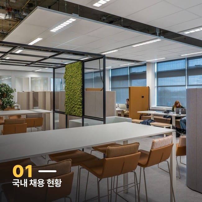 창가 자리와 회의 공간이 있는 모던한 오피스 사진