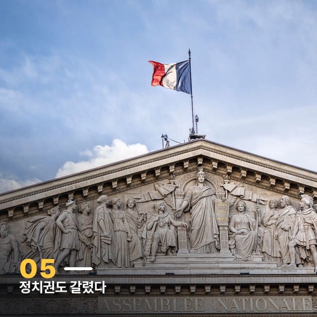 삼색기가 걸린 프랑스 국회의사당 파사드