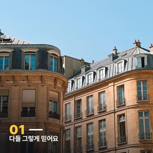 파리의 전통적인 건물 지붕과 파사드
