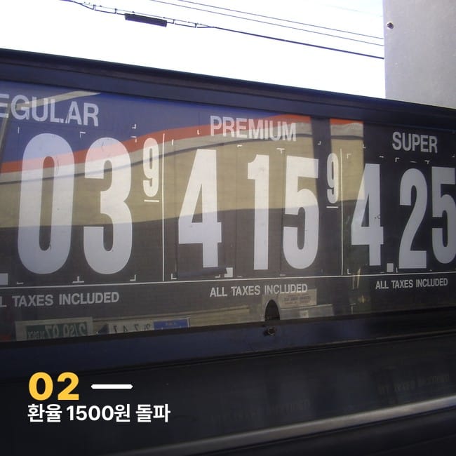 리터당 가격을 큼직하게 표시한 주유소 가격판