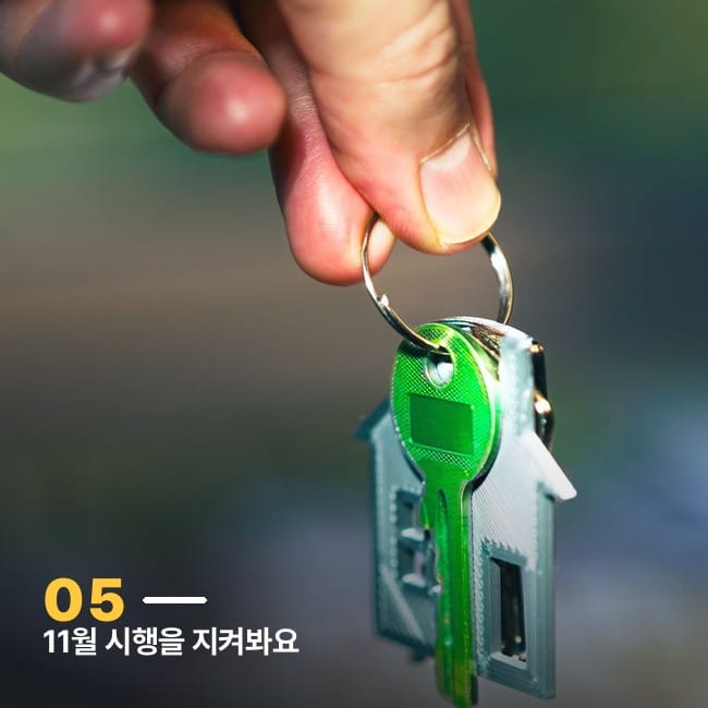 햇빛 속 집 모양 열쇠고리