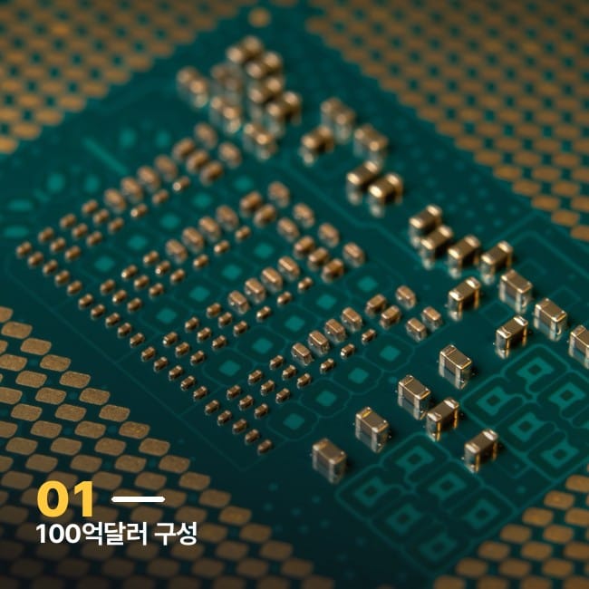 반도체 회로기판 클로즈업 사진, 엔비디아 GPU 투자를 상징하는 이미지