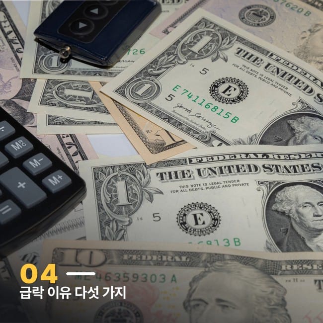 계산기와 달러 지폐 클로즈업 사진, ADR 차익거래 계산을 상징하는 이미지