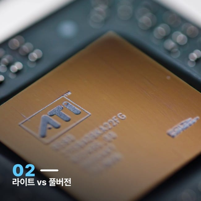 컴퓨터 프로세서 칩 클로즈업 사진, FSD 라이트와 정식 버전의 하드웨어 세대 차이를 상징하는 이미지