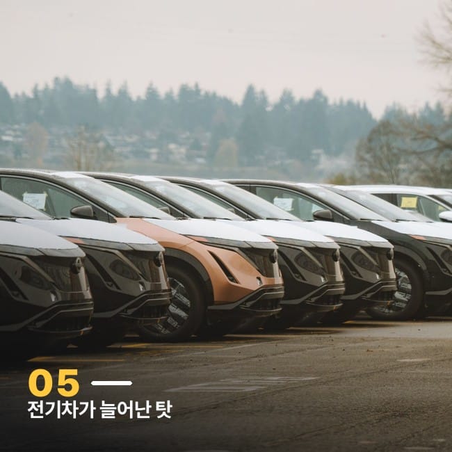 신차 전시장에 나란히 선 차량들