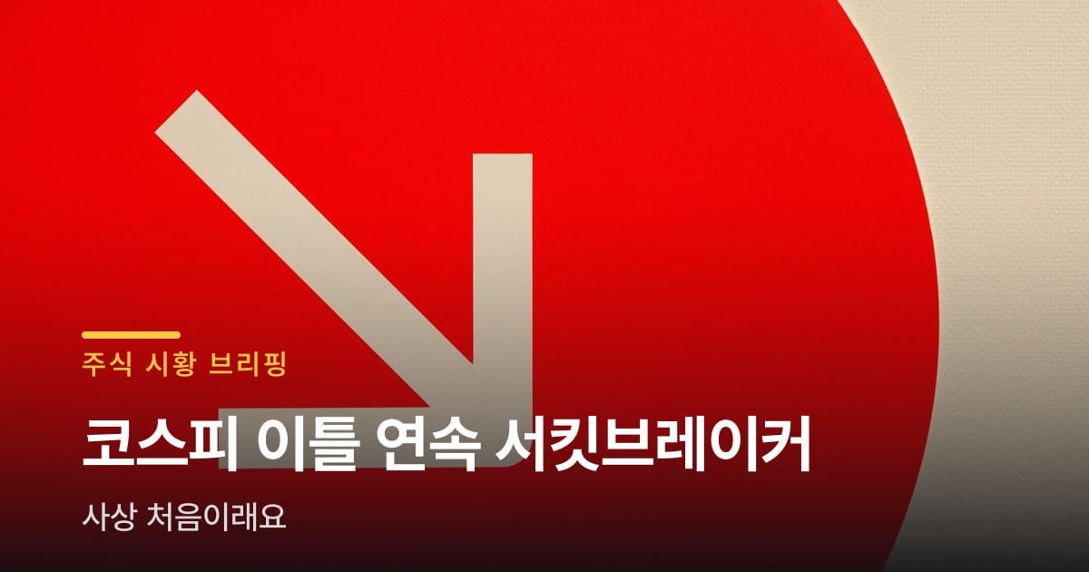 코스피 이틀 연속 서킷브레이커, 사상 처음이래요